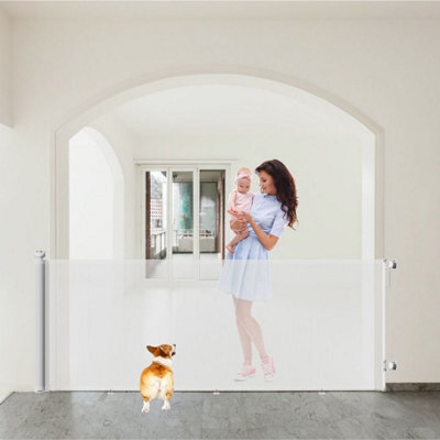 Start and Drive S&d, Retractable Baby Gate Extra Wide Up To 2.5 Meters, Stair Safety Gate Roll For Babies And Pets, Dogs, Colour White - image 1