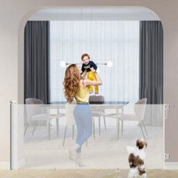 Start and Drive S&d, Retractable Baby Gate Extra Wide Up To 2.5 Meters, Stair Safety Gate Roll For Babies And Pets, Dogs, Colour White - thumbnail 3