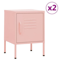 Berkfield Modern Nightstands 2 Pcs Pink 35X35X51 Cm Steel - thumbnail 2