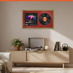 "30X17"" Gold Classic Vinyl Record Frame With Crimson Mount For 12 Inch Lp Album Cover & Disc - Ak Frames" - thumbnail 8