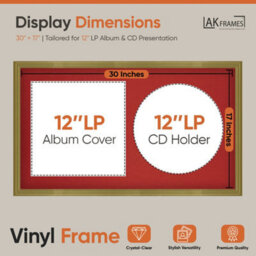 "30X17"" Gold Classic Vinyl Record Frame With Crimson Mount For 12 Inch Lp Album Cover & Disc - Ak Frames" - thumbnail 2