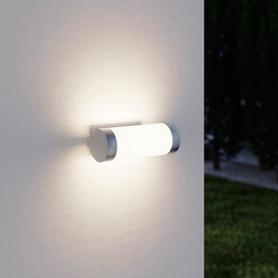 GoodHome Callisto Fixed Satin Stainless Steel Mains-Powered Integrated Led Outdoor Contemporary Wall Light 900Lm (Dia)7.6Cm - image 1