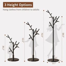 Yqjjgl Solid Wood Freestanding Coat Rack With Hooks Black Clothes Rail Clothes Rack - thumbnail 5