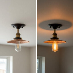 Modern Flush Mount Ceiling Lamp 22Cm Shade E27 Light Fitting For Bed Room, Kitchen, Living Room Brushed Copper With Bulb - thumbnail 5