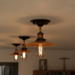 Modern Flush Mount Ceiling Lamp 22Cm Shade E27 Light Fitting For Bed Room, Kitchen, Living Room Brushed Copper With Bulb - thumbnail 6