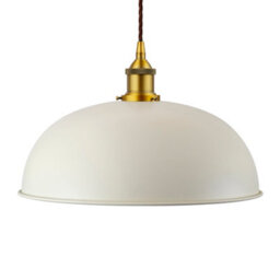 Clay White Worcester Painted Dome Pendant Light With Antique Gold Lamp Holder And Brown Twisted Cable - Se Home - thumbnail 1