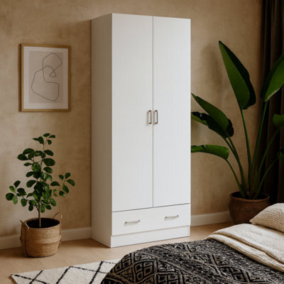 Wyld Haus Berlin Slim 2-Door Bedroom Wardrobe With 1 Drawer, White - image 1