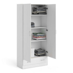 Wyld Haus Berlin Slim 2-Door Bedroom Wardrobe With 1 Drawer, White - thumbnail 6