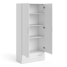Wyld Haus Berlin Slim 2-Door Bedroom Wardrobe With 1 Drawer, White - thumbnail 5