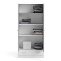 Wyld Haus Berlin Slim 2-Door Bedroom Wardrobe With 1 Drawer, White - thumbnail 7