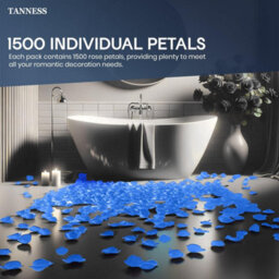 Tanness Artificial Rose Petals 1500 Piece - (Blue) - Reusable Fake Flowers - Romantic Decorations And Home Decor - thumbnail 4