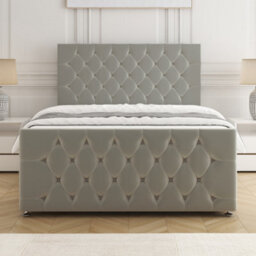 Bsspoke Maya Divan Bed Silver Plush Velvet 24Inch Headboard & 20Inch Footboard & 4 Drawers No Mattress In Double King 4Ft6 6Ft - thumbnail 3