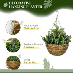 Wyld Haus Tane Set Of 2 Hanging Artificial Lavender Flower Pots For Indoor Display - Purple, 34Cm Height - thumbnail 4