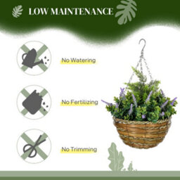 Wyld Haus Tane Set Of 2 Hanging Artificial Lavender Flower Pots For Indoor Display - Purple, 34Cm Height - thumbnail 6
