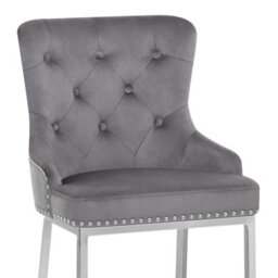 Atlantic Grange Bar Stool Grey Velvet Chrome Legs - thumbnail 4