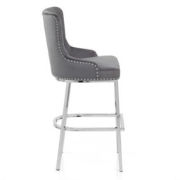 Atlantic Grange Bar Stool Grey Velvet Chrome Legs - thumbnail 3