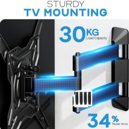 AYON Universal Tv Wall Bracket Mount 26-55 Inch Tvs, Tilt, Swivel & 90 Rotation, Vesa 400mm X 400mm, 30Kg Max Load Heavy Duty - thumbnail 3