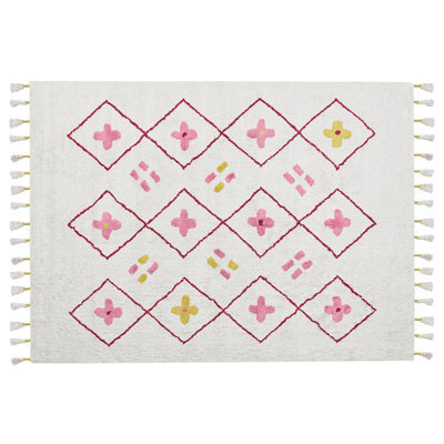 Beliani Kids Rug Cavus White 160 X 230 Cm Cotton - image 1