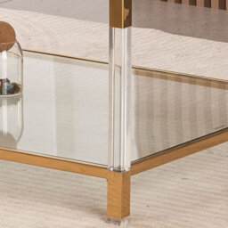 Vidrio Glass Coffee Table With Gold And Acrylic Frame - thumbnail 2