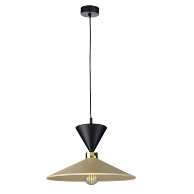 Luminosa Lighting Luminosa Amaris Dome Pendant Ceiling Light Black, Beige 1X E27 - image 1