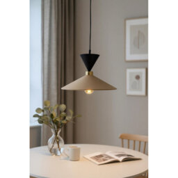 Luminosa Lighting Luminosa Amaris Dome Pendant Ceiling Light Black, Beige 1X E27 - thumbnail 2