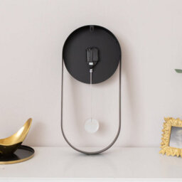 Melody Maison Black & Gold Pendulum Metal Analogue Wall Clock - 20Cm X 55Cm - thumbnail 4
