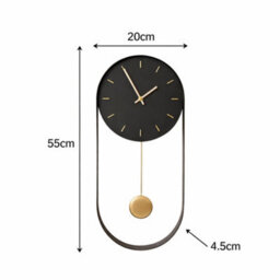 Melody Maison Black & Gold Pendulum Metal Analogue Wall Clock - 20Cm X 55Cm - thumbnail 5