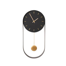 Melody Maison Black & Gold Pendulum Metal Analogue Wall Clock - 20Cm X 55Cm - thumbnail 6