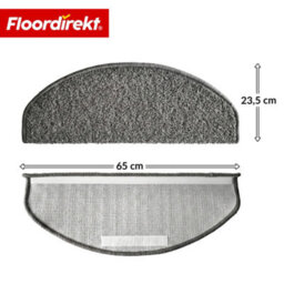 Floordirekt Madrid Self Adhesive Soft Shaggy Stair Tread Mat For Indoor Stairs Semicircular Grey 23.5 X 65 Cm - thumbnail 2