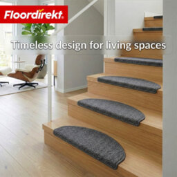 Floordirekt Madrid Self Adhesive Soft Shaggy Stair Tread Mat For Indoor Stairs Semicircular Grey 23.5 X 65 Cm - thumbnail 4