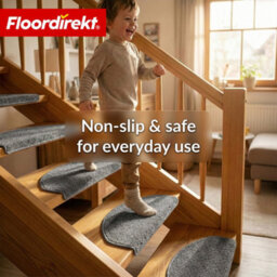 Floordirekt Madrid Self Adhesive Soft Shaggy Stair Tread Mat For Indoor Stairs Semicircular Grey 23.5 X 65 Cm - thumbnail 5