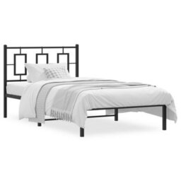 Berkfield Metal Bed Frame Without Mattress With Headboard Black 100X200Cm - thumbnail 2