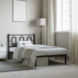 Berkfield Metal Bed Frame Without Mattress With Headboard Black 100X200Cm - thumbnail 1