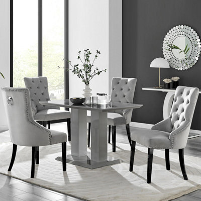 Furniturebox Uk Imperia 4 Grey Dining Table And 4 Grey Belgravia Black Leg Chairs - image 1