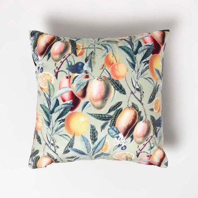 Homescapes Mango Tree Green Filled Velvet Cushion 46 X 46 Cm - image 1