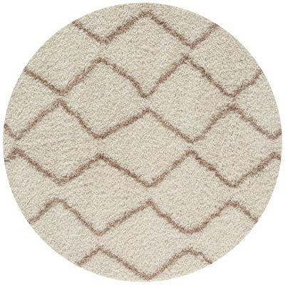 The Rugs Moroccan Shaggy Rugs And Runners Soft Fluffy Wavy Trellis Design High Pile Beige And Ivory Living Room Kitchen Hallway 830 - image 1