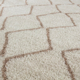 The Rugs Moroccan Shaggy Rugs And Runners Soft Fluffy Wavy Trellis Design High Pile Beige And Ivory Living Room Kitchen Hallway 830 - thumbnail 3