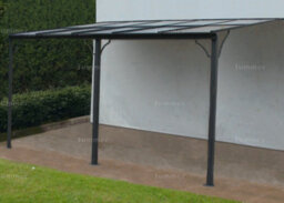 Aluminium Lean To Pergola Gazebo With Tinted Polycarbonate Roof, Grey, 3.0X4.5M - thumbnail 2
