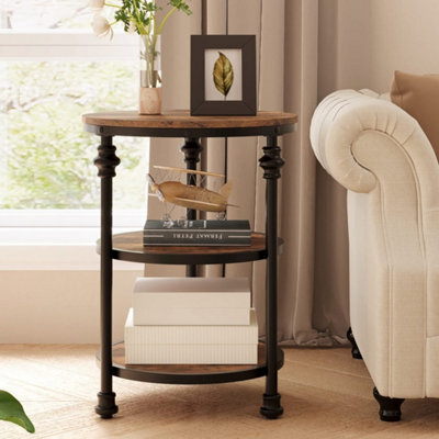 3 Tier Round Side Table With Storage Shelf,coffee Table For Bedroom - image 1