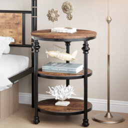 3 Tier Round Side Table With Storage Shelf,coffee Table For Bedroom - thumbnail 5