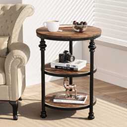 3 Tier Round Side Table With Storage Shelf,coffee Table For Bedroom - thumbnail 3