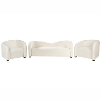 Beliani Living Room Set 5 Seater Veltada Velvet Off-White - image 1
