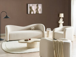 Beliani Living Room Set 5 Seater Veltada Velvet Off-White - thumbnail 2