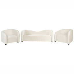 Beliani Living Room Set 5 Seater Veltada Velvet Off-White - thumbnail 1
