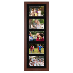 AK Frames 26X8 Rose Wood Modern Multi Photo Frame With Black Mount - Holds 5 Apertures (5X) 6X4 Photos - thumbnail 1