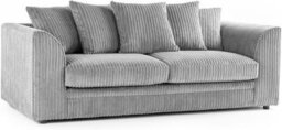BlissFurniture Ltd Bliss Furniture Jumbo Cord 3 Seater Scatter Back Sofa In Silver Colour Deep Comfort Modern Design Arms Compact Yet Spacious
