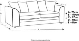 BlissFurniture Ltd Bliss Furniture Jumbo Cord 3 Seater Scatter Back Sofa In Silver Colour Deep Comfort Modern Design Arms Compact Yet Spacious - thumbnail 2