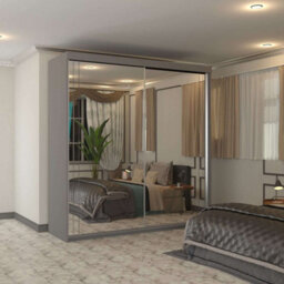 Sliding Wardrobes 4 u LTD Modern Full Sliding Mirror Wardrobe Elegant Design & Ample Storage Grey 200Cm - thumbnail 1