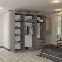 Sliding Wardrobes 4 u LTD Modern Full Sliding Mirror Wardrobe Elegant Design & Ample Storage Grey 200Cm - thumbnail 3
