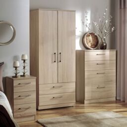 Brindisi Ready Assembled Contemporary Light Oak Effect Tall Double Wardrobe (H)1825mm (W)740mm (D)535mm - thumbnail 2
